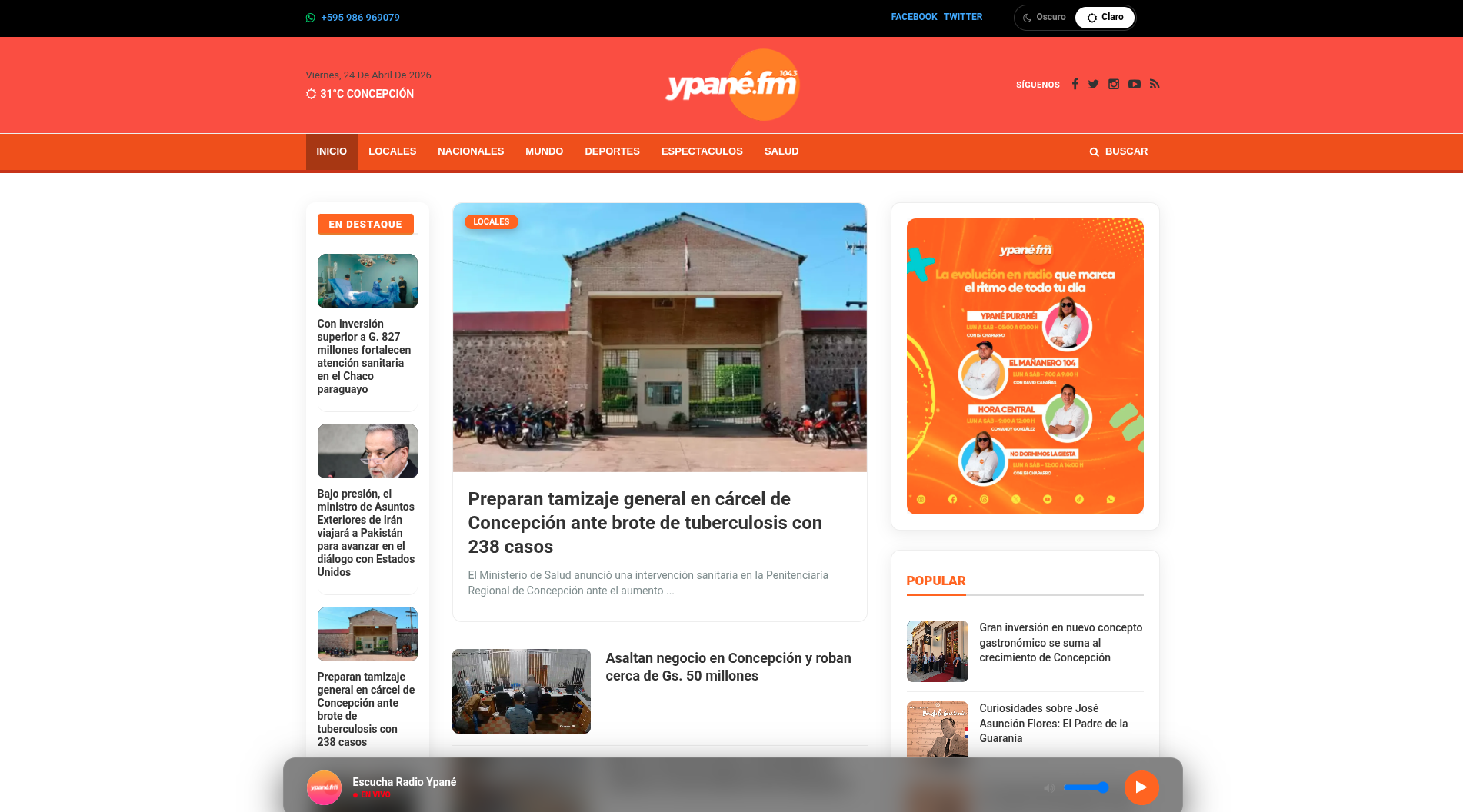 Portal de noticias Radio Ypane